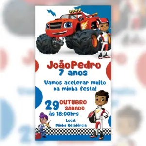Convite Digital Blaze Monster Machines Aniversario 5