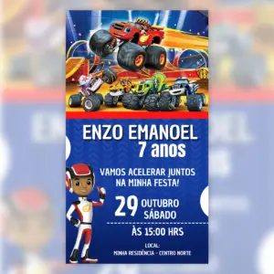 Convite Digital Blaze Monster Machines Festa 5