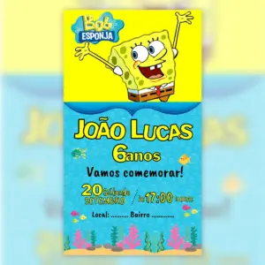 Convite Digital Bob Esponja Aniversário Infantil 14 Convite Digital Bob Esponja Aniversario Infantil 5