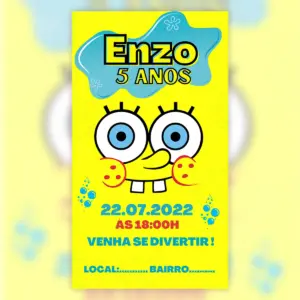Convite Digital Bob Esponja Calça Quadrada Personalizado 14 Convite Digital Bob Esponja Calca Quadrada Personalizado 5