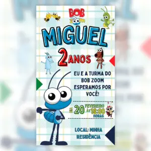Convite Digital Bob Zoom Azul Aniversario Infantil 5