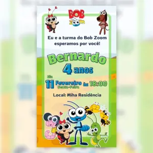 Convite Digital Bob Zoom Verde Aniversario Infantil 5