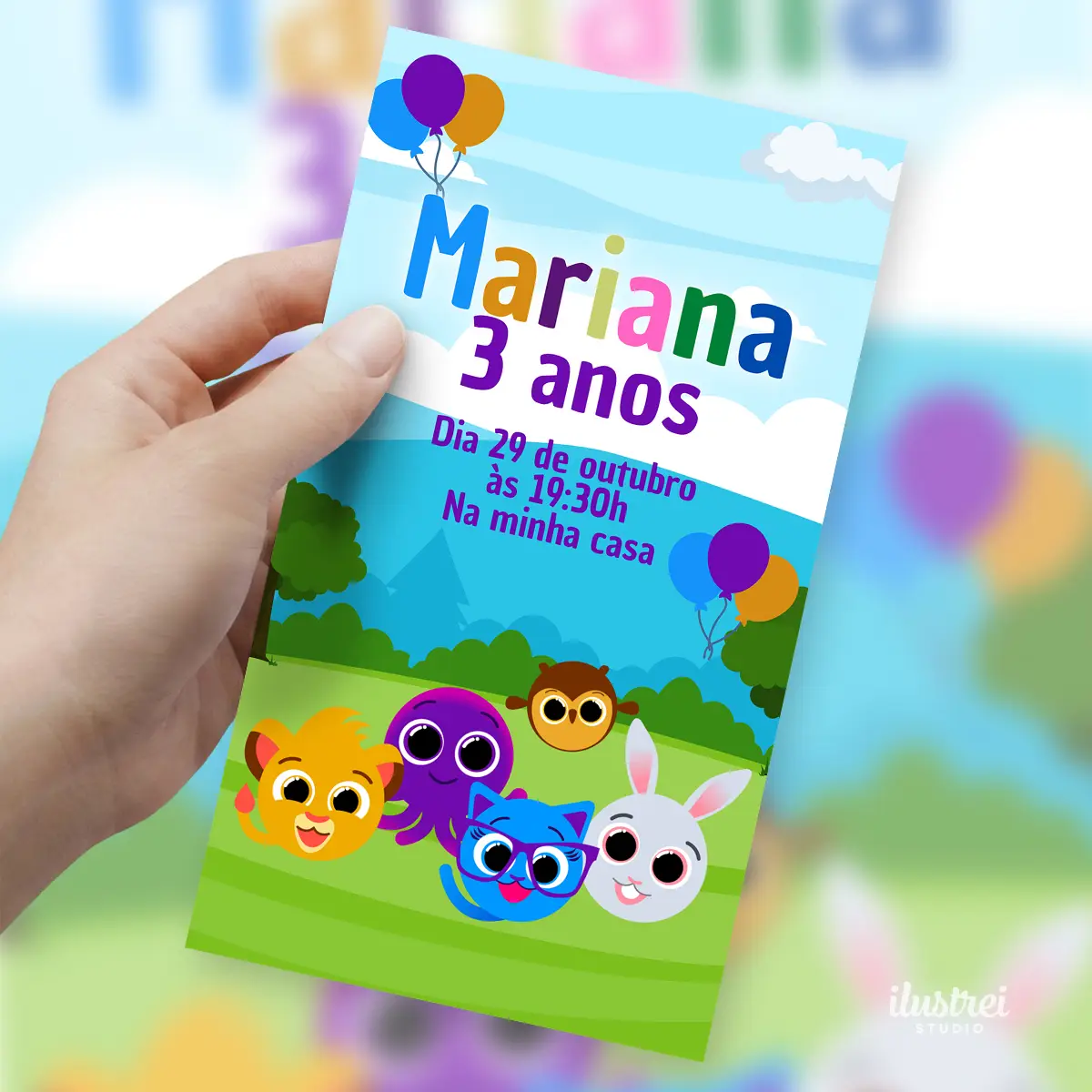 Convite Digital Bolofofos Animais Fofos Aniversário 3 Convite Digital Bolofofos Animais Fofos Aniversario 3