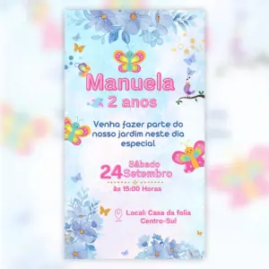 Convite Digital Borboleta Aniversario Infantil 5
