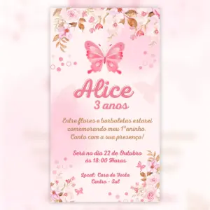 Convite Digital Borboleta Rosa Aquarela Festa Infantil 28 Convite Digital Borboleta Rosa Aquarela Festa Infantil 5