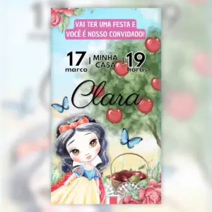 Convite Digital Branca de Neve Aquarela Aniversário 6 Convite Digital Branca De Neve Aquarela Aniversario 5