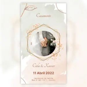 Convite Digital Casamento Luxo Dourado e Flores