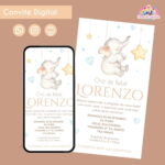 Convite Digital Chá de Bebê Elefante Festa Infantil
