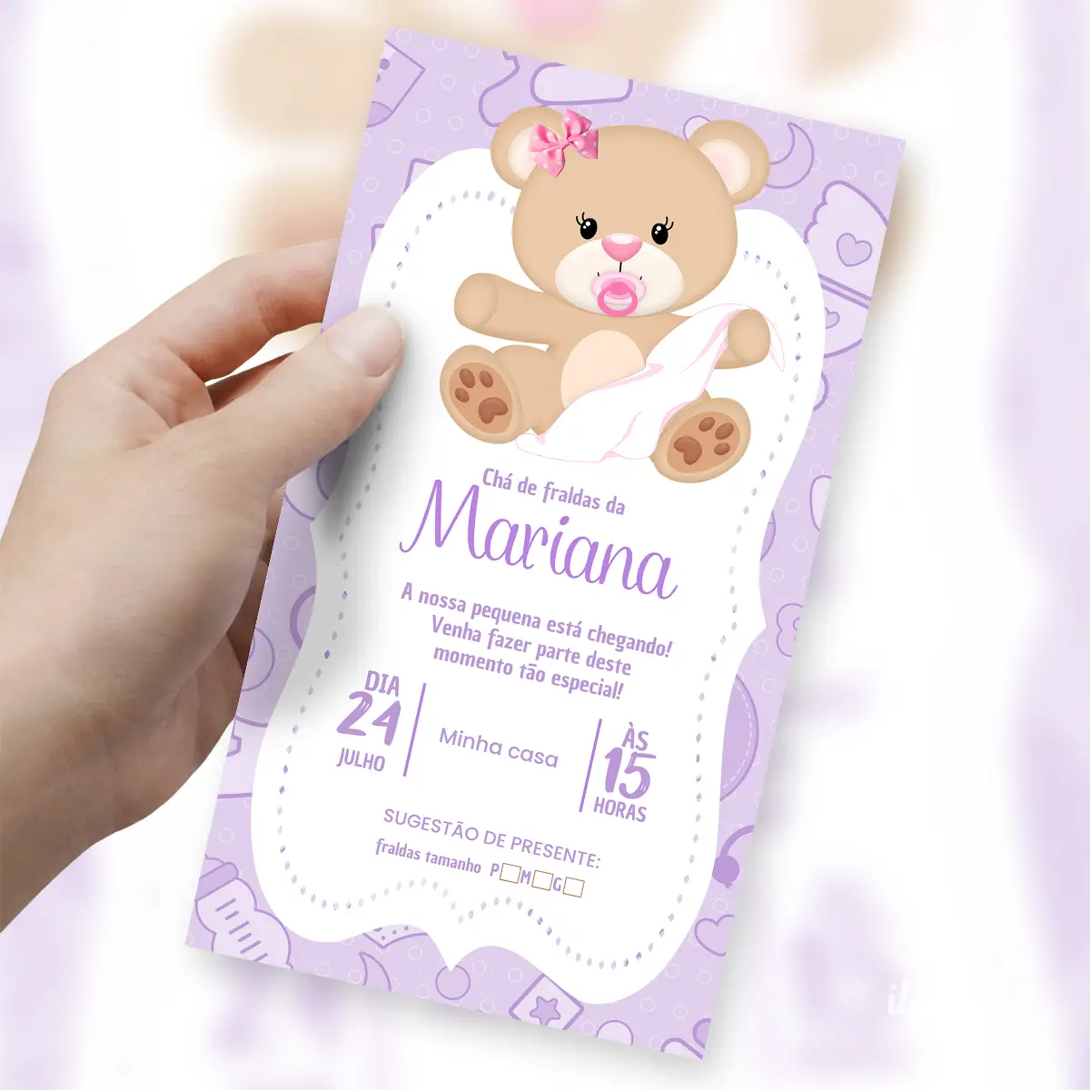 Convite Digital Chá de Bebê Ursinho Fofinho 3 Convite Digital Chá de Bebê Ursinho Fofinho