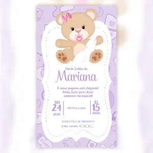 Convite Digital Chá de Bebê Ursinho Fofinho