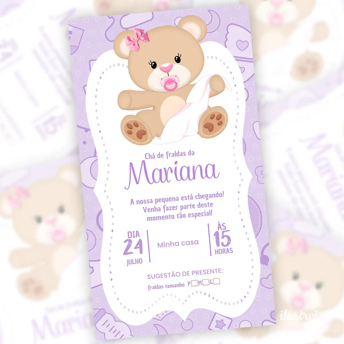 Convite Digital Chá de Bebê Ursinho Fofinho 4 Convite Digital Chá de Bebê Ursinho Fofinho