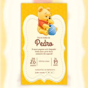Convite Digital Chá de Bebê Ursinho Pooh 16 Convite Digital Chá de Bebê Ursinho Pooh