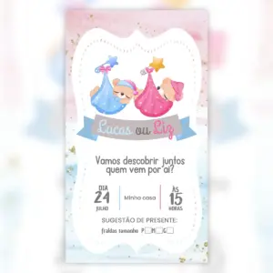 Convite Digital Chá Revelação Ursinhos