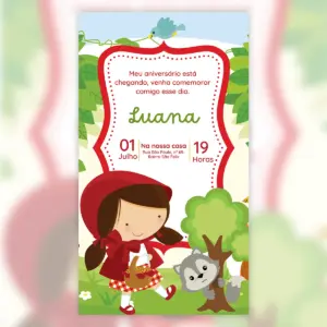 Convite Digital Chapeuzinho Vermelho Cute Com Lobo Mau 6