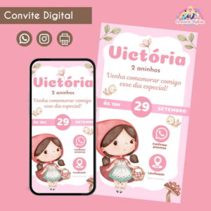 Convite Digital Chapeuzinho Vermelho Personalizado Festa
