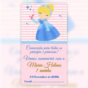 Convite Digital Cinderela Cute Aniversario Princesa 5