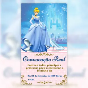 Convite Digital Cinderela Festa Fofa Infantil 5