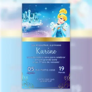 Convite Digital Cinderela Festa Infantil 5