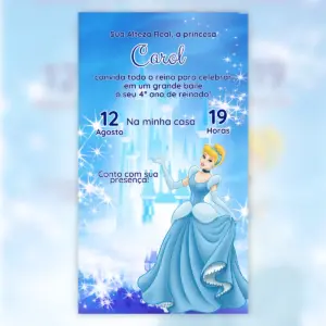 Convite Digital Cinderela Festa Princesa 5