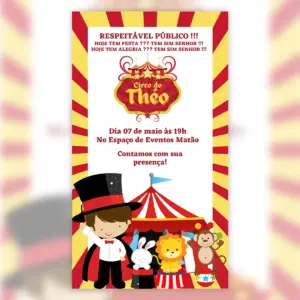 Convite Digital Circo Aniversario Infantil Vetor 5