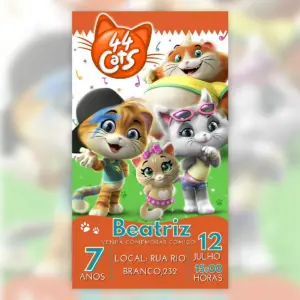 Convite Digital Cocomelon Gatos 44 Aniversario 5