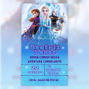Convite Digital Frozen Elsa Aniversario Infantil 3d 5