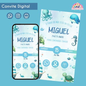 Convite Digital Fundo do Mar Botões Interativo Festa Infantil 22 Convite Digital Fundo do Mar Botões Interativo Festa Infantil