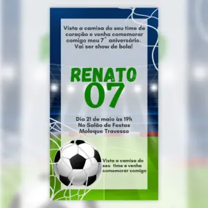 Convite Digital Futebol Bola na Rede Aniversário 7 Convite Digital Futebol Bola Na Rede Aniversario 5