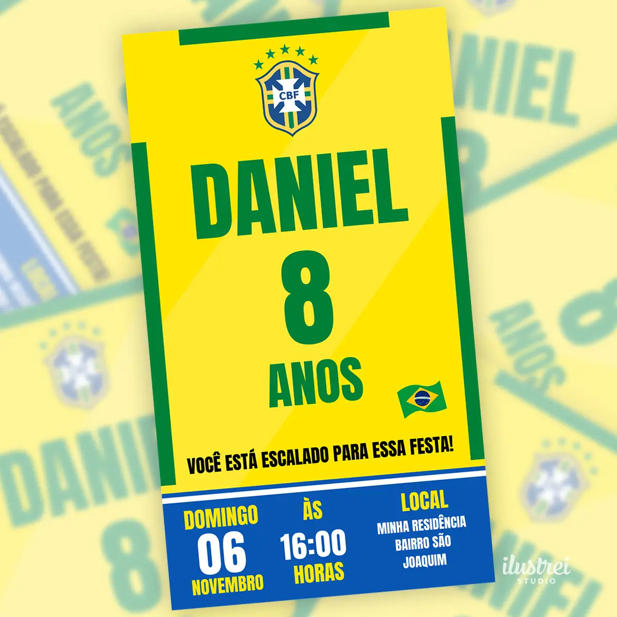 Convite Digital Futebol Brasil Aniversário Infantil 4 Convite Digital Futebol Brasil Aniversario Infantil 2