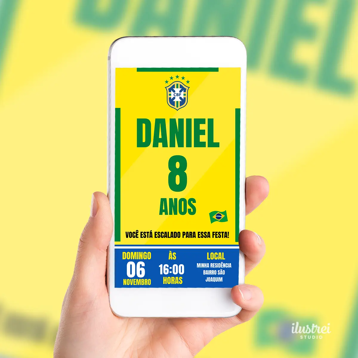 Convite Digital Futebol Brasil Aniversário Infantil 2 Convite Digital Futebol Brasil Aniversario Infantil 4