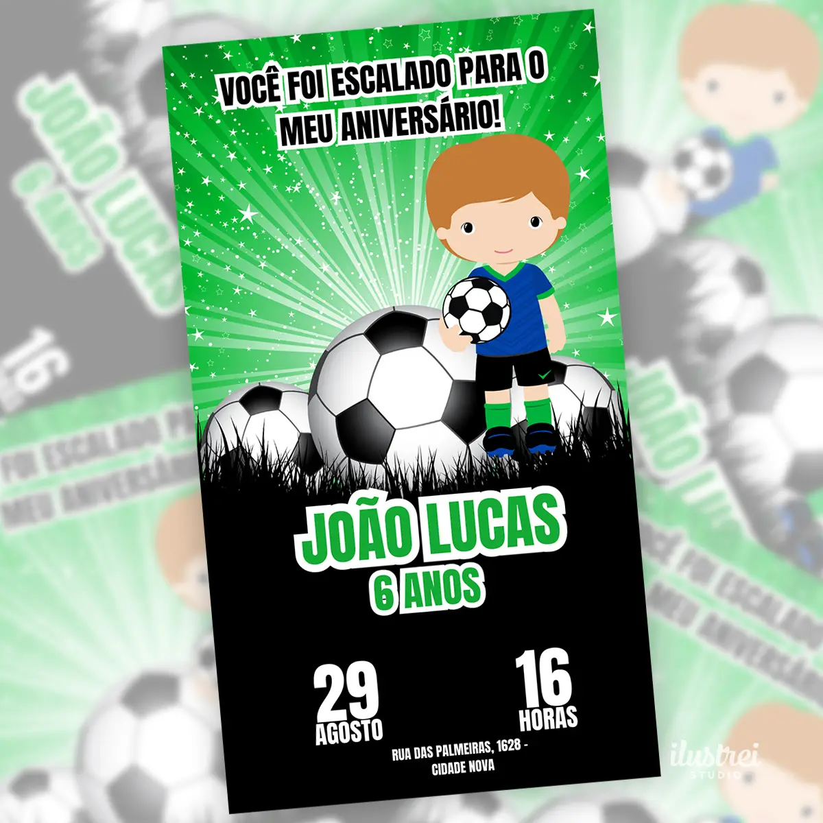 Convite Digital Futebol Escalado Aniversário Menino 4 Convite Digital Futebol Escalado Aniversario Menino 2