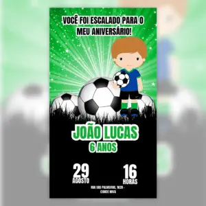 Convite Digital Futebol Escalado Aniversario Menino 5