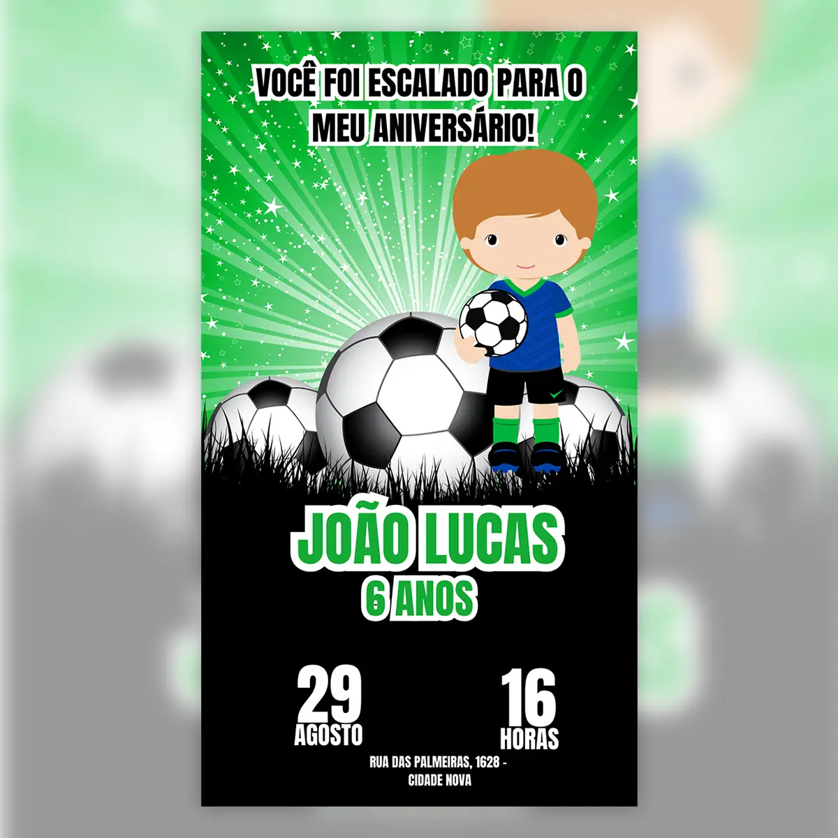 Convite Digital Futebol Escalado Aniversário Menino 1 Convite Digital Futebol Escalado Aniversario Menino 5