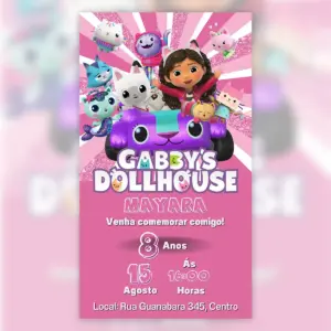 Convite Digital Gabby's Dollhouse Aniversário Infantil 12 Convite Digital Gabby Dollhouse Aniversario Infantil 5