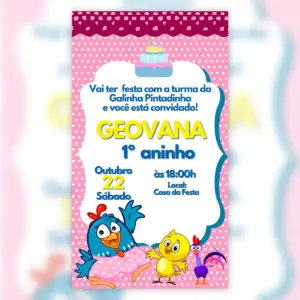 Convite Digital Galinha Pintadinha Rosa Aniversario 5