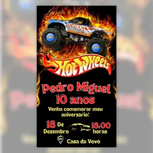 Convite Digital Hot Wheels Aniversario Infantil 3d 5