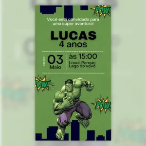 Convite Digital Hulk Aniversario Infantil 10