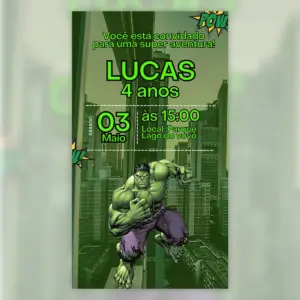 Convite Digital Hulk Aniversario Super Heroi 5