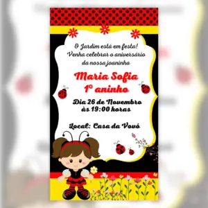 Convite Digital Joaninha Fofa Aniversario Infantil 5