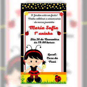 Convite Digital Joaninha Personalizado Aniversario 5