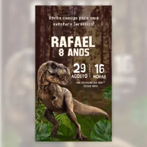 Convite Digital Jurassic Park Aniversario Dinossauro 5