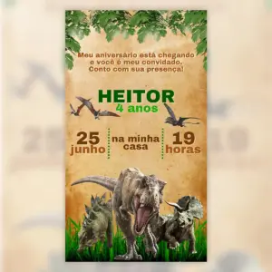 Convite Digital Jurassic Park Dinossauros Aniversario 5