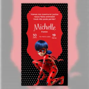 Convite Digital Ladybug Miraculous Aniversario 5