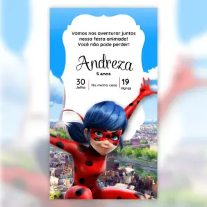 Convite Digital Ladybug Miraculous Paris Torre Eiffel 6 Convite Digital Ladybug Miraculous Paris Torre Eiffel 5