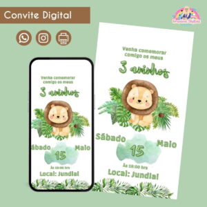 Convite Digital Leãozinho Personalizado Aniversário 37 Convite Digital Leãozinho Personalizado Aniversário