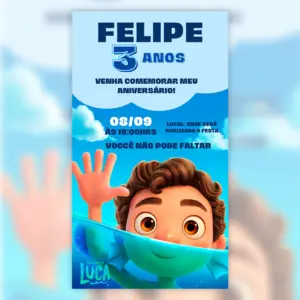 Convite Digital Luca Disney Pixar Aventura De Verao No Mar 5