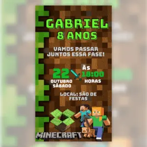 Convite Digital Minecraft Festa Infantil 10 Convite Digital Minecraft Festa Infantil 5