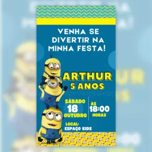 Convite Digital Minions Aniversario Infantil 5