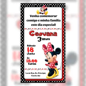 Convite Digital Minnie Mouse Aniversario Festa 5