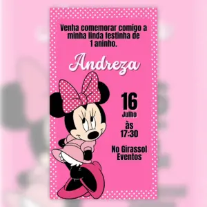 Convite Digital Minnie Mouse Aniversario Infantil 10